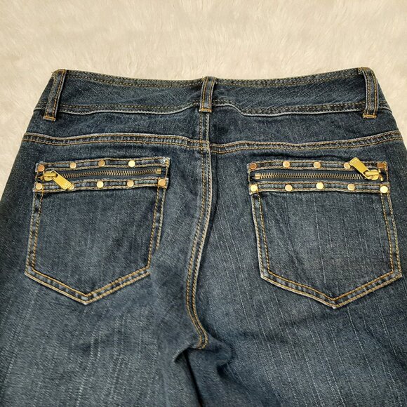 Michael Kors Woman's Blue Zipper Pockets Boot Cut Jeans Size: 4 - Picture 12 of 12